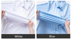 New Design Men's Solid Shirt Long Sleeve Autumn High Elasticity Casual Wrinkle Free No ironing Business Formal White Blue Social