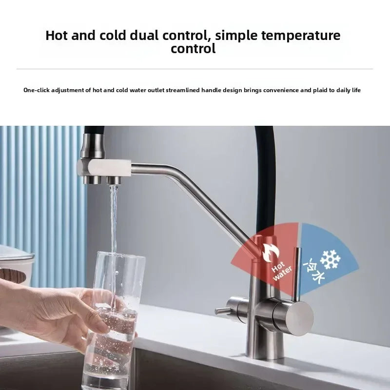 360 Rotate 3-in-1 Kitchen Sink Faucet Water Filter Tap Purification Mixer for Hot Cold and Purified Drinking Water