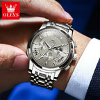 OLEVS 2892 Men Watch Original Quartz Watch Luxury Waterproof Luminous Calendar Moon Phase Chronograph Business Sports Men Watch