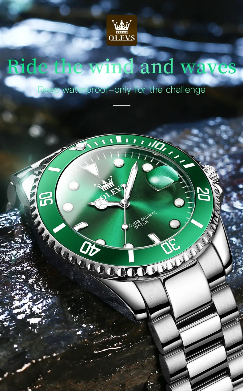 OLEVS New Man Watch Luxury Top Brand One-Way Rotating Outer Ring Design Quartz Watch for Men Auto Date Waterproof Wrist Watches