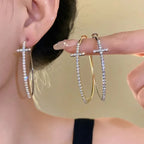 Shiny Big Circle Hoop Earrings for Women Exquisite Rhinestones Ear Buckles Earrings High-end Geometric Ear Rings Jewelry