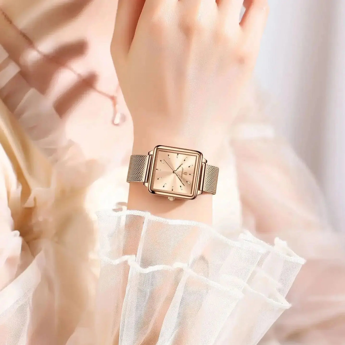 POEDAGAR Square Fashion Ladies Watch Waterproof Stainless Steel Mesh Watch For Woman Elegant Women's Quartz Watches Female Reloj