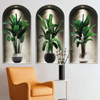 18 Styles Simulated Archway Niche Potted Plant Painting Wall Stickers Bedroom Living Room Hall Peel & Stick Art Mural Decals