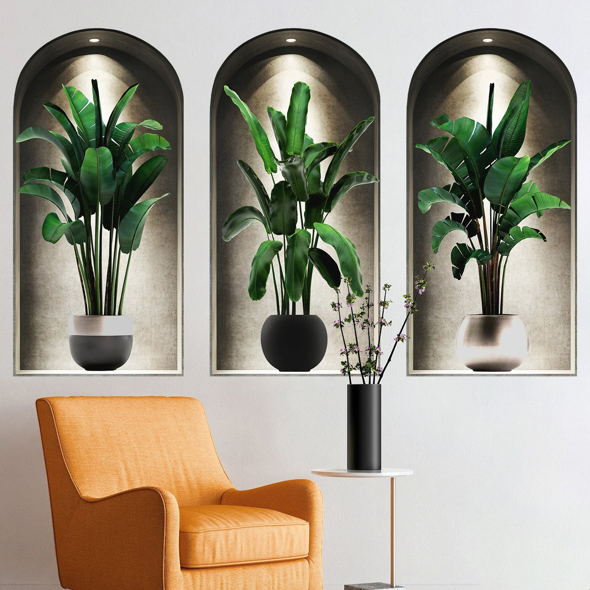 18 Styles Simulated Archway Niche Potted Plant Painting Wall Stickers Bedroom Living Room Hall Peel & Stick Art Mural Decals