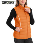 TACVASEN Puffer Padded Stand Collar Zip-up Vests Womens Warm Sleeveless Outdoor Waistcoats Quilted Lightweight Outwear Jackets