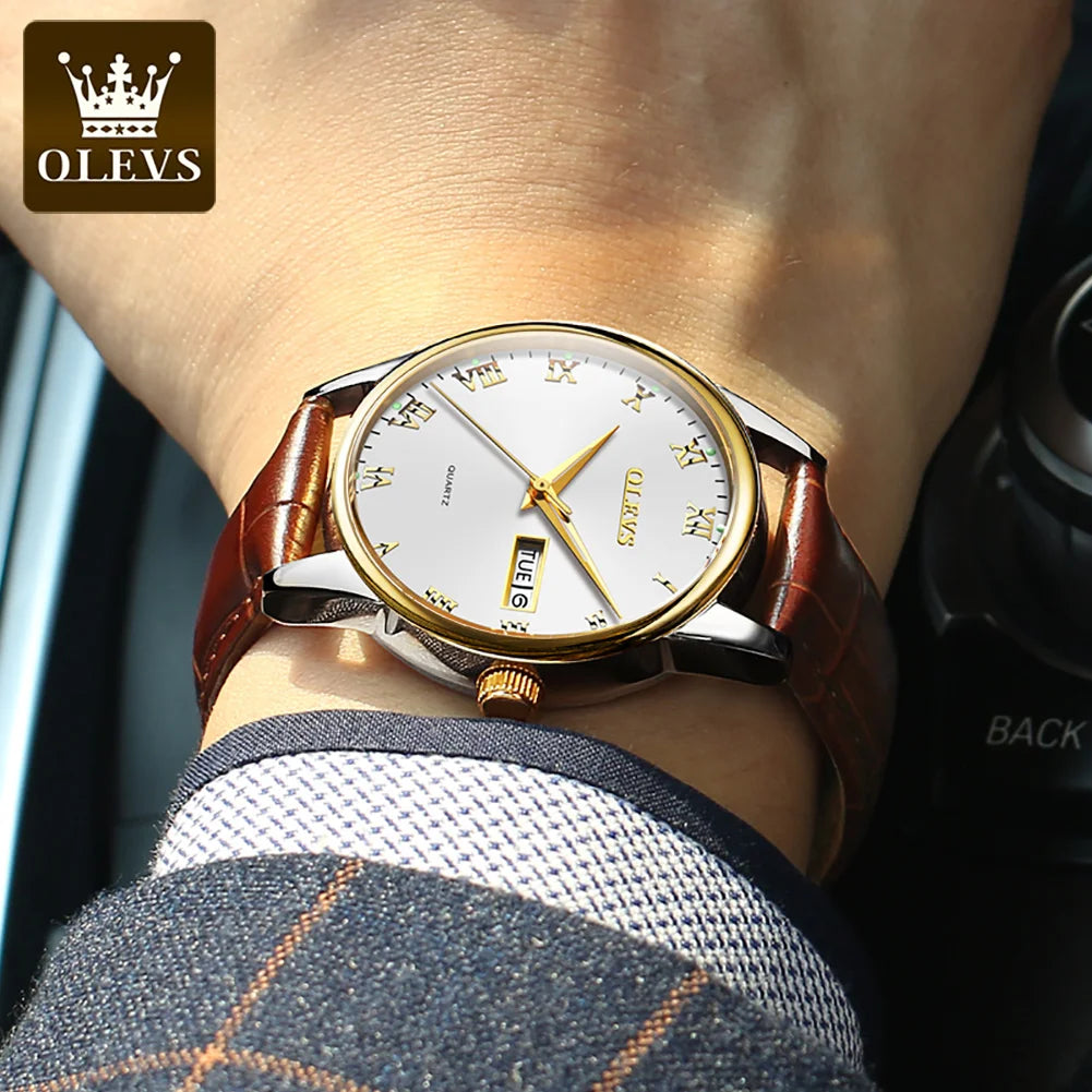 OLEVS 5568 Original Classic Man Watch Calendar Waterproof Steel Strap Luminous  Business Dress Men's Quartz Wristwatches