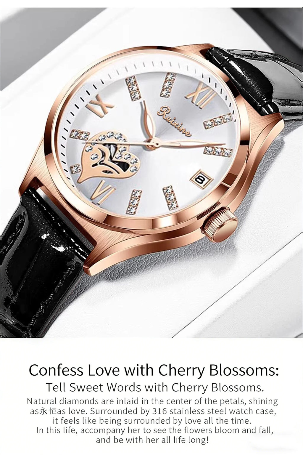 RUIXINE Fashion Woman Watches Waterproof Luminous Date Leather Quartz Wristwatch Elegant Dress Ladies Watch For Woman's Gift