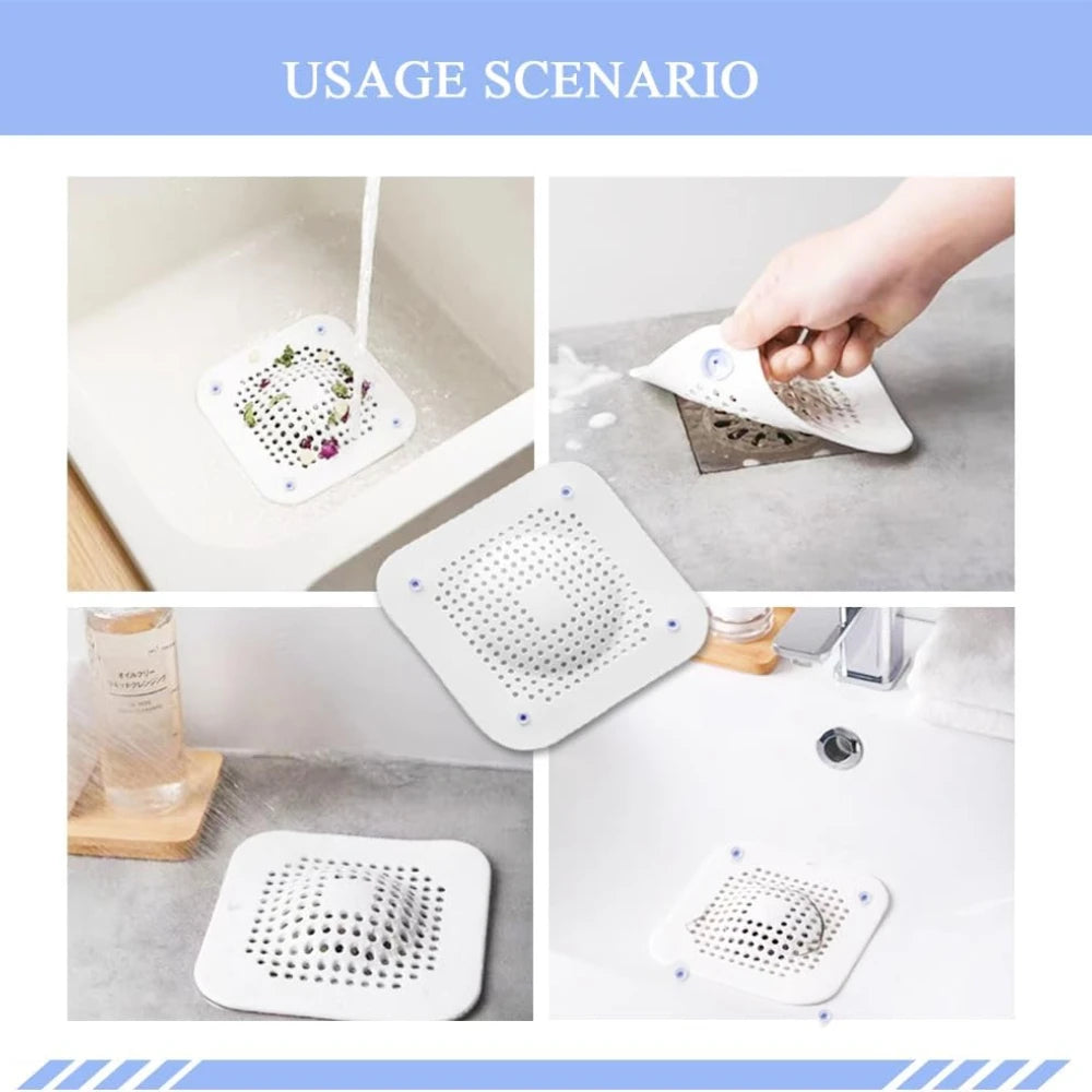 Shower Hair Catcher, Kitchen Sink Drain Protector, Silicone Drain Cover with Suction Cup, Strainers for Bathroom, Bathtub, Basin