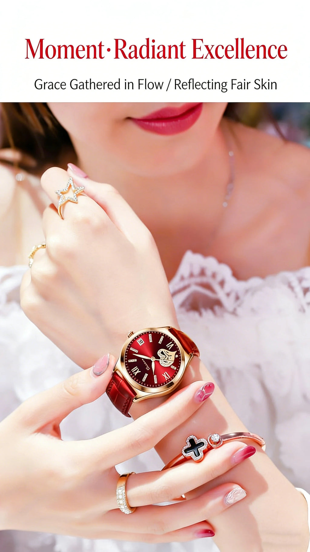 RUIXINE Fashion Woman Watches Waterproof Luminous Date Leather Quartz Wristwatch Elegant Dress Ladies Watch For Woman's Gift