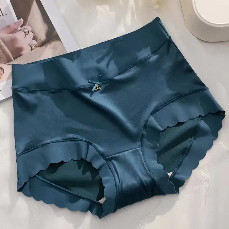 2 Pack High Waist Women Briefs Vintage Satin Silky Crotch Antibacterial Shaping Panties Tummy Control Butt Lifting Daily Panty