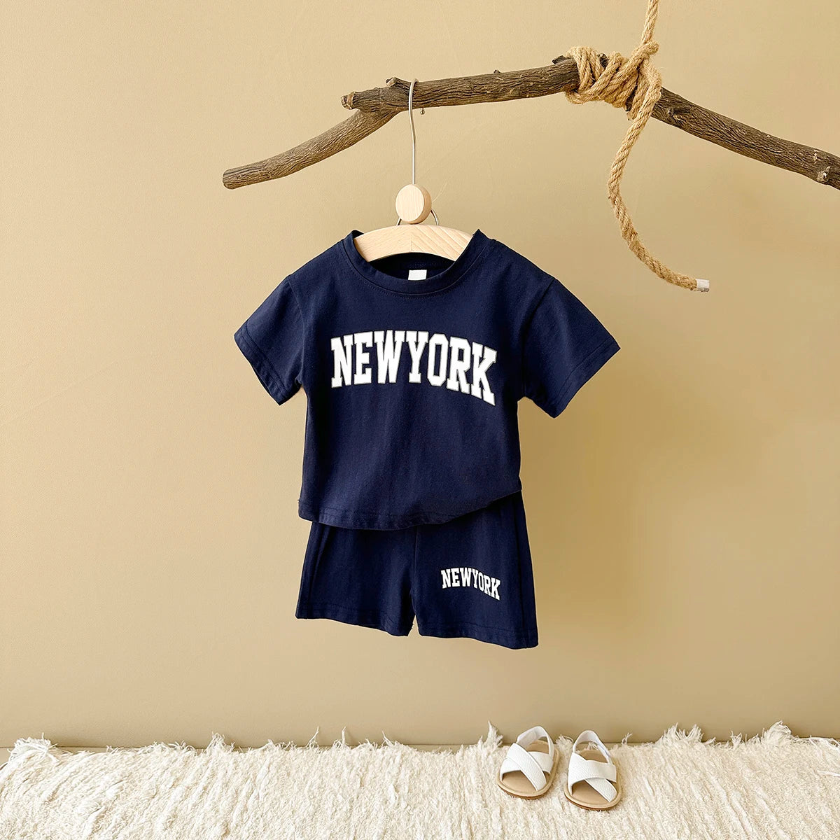 2PCS Newborn Baby Boys Clothes T-shirt+Shorts Set Letter Printed Sports Set Summer New Baby Girl Infant Outfit Set
