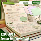Multifunctional 120 Pages Loose-leaf Notebook Flip Up Color Notepad Grid Inner Pages Detachable Diary Book Students