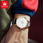 OLEVS 5869 Men's Watches Leather Strap Waterproof Auto Date Man Watch Fashion Simplicity Ultra Thin Quartz Wrist Watch for Men