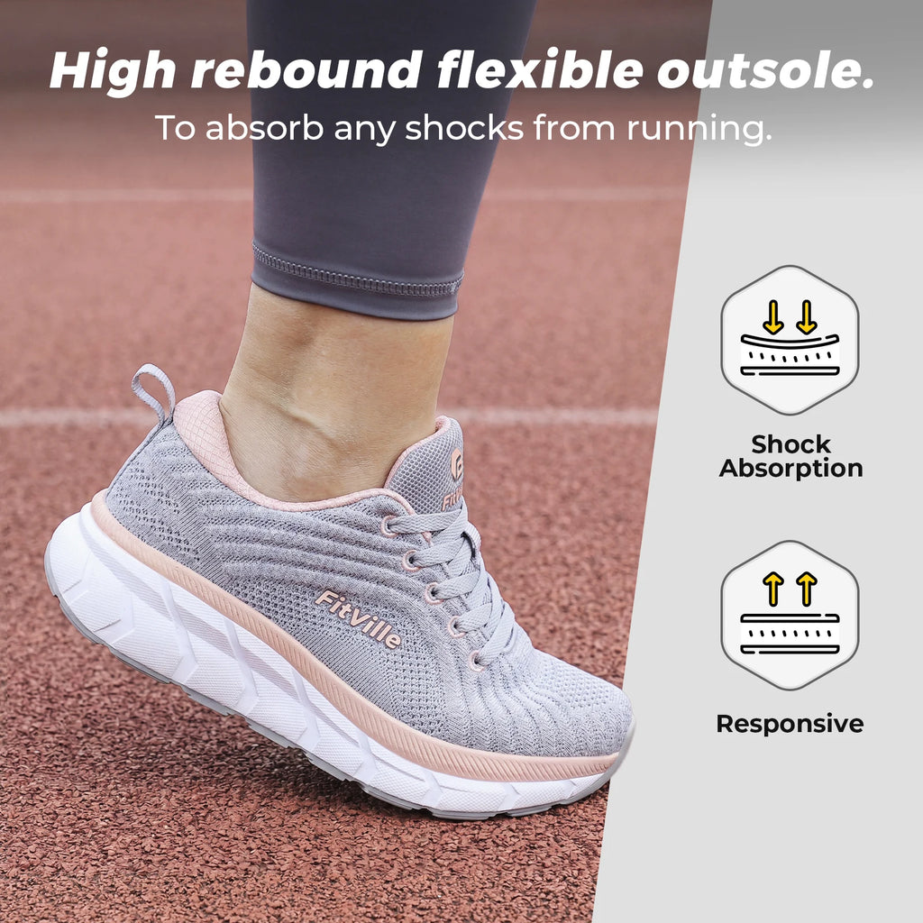 FitVille Women's Sports Shoes Wide Toe Running Jogging Shoes for Women Breathable Casual Gym Trainer Ladies Sneakers Comfort