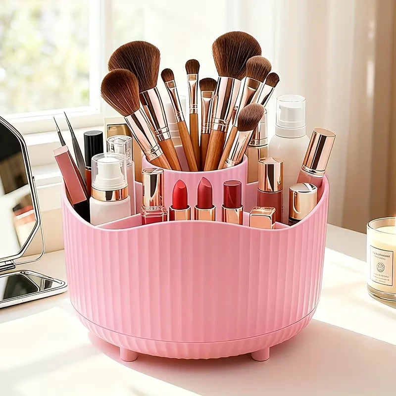 360° Rotating Makeup Organizer Multi-Functional Holder for Brushes, Lipsticks, Skin Care Products, and Stationery - Durable