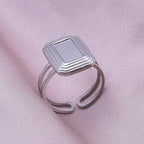 Simple Geometry Fashion Stainless Steel Open Rings For Women Men Accessories Silver Color Heart Sun Round Blank Base DIY Anillos