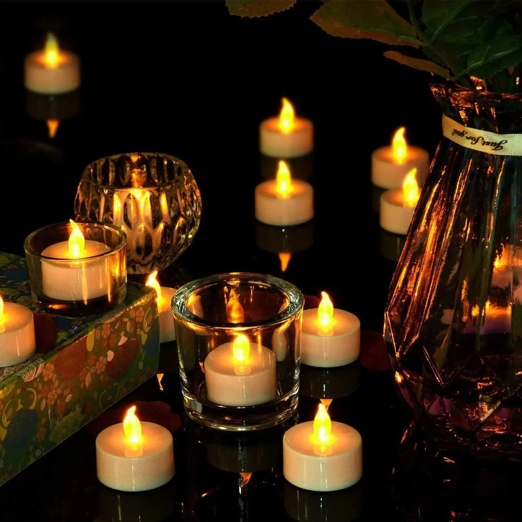 Flameless LED Electronic Candle Dropping Wax Tea Light Realistic Flames Led Lamp Christmas Halloween Wedding Home Decor