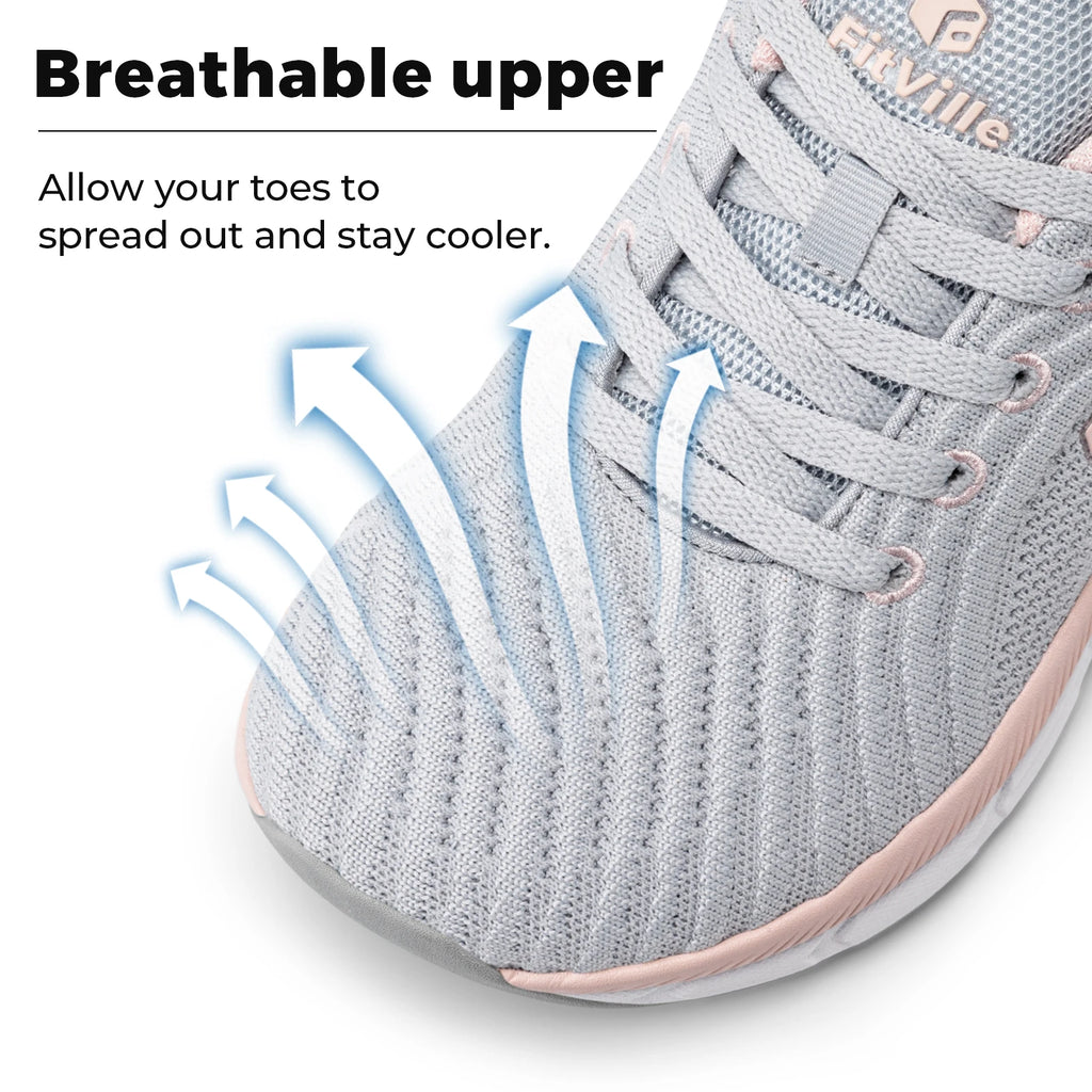 FitVille Women's Sports Shoes Wide Toe Running Jogging Shoes for Women Breathable Casual Gym Trainer Ladies Sneakers Comfort