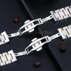 20mm22mm Arc Stainless Steel Watch Band 12/14/16mm 18mm 21mm 24mm Curved Universal Women Men Strap Silver Black Butterfly Buckle