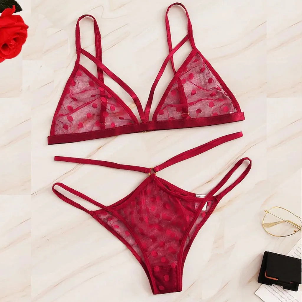 2pcs Bra Sexy Panties Set Women Backless Sling Lingerie See Through Erotic Clothing Temptation Brassiere And Thong Set Nightwear