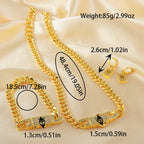 Middle Eastern Fashion Classic Punk Rock Cuban Chain Detachable Necklace Bracelet Earrings Jewelry Party Hip-Hop Festival Gift