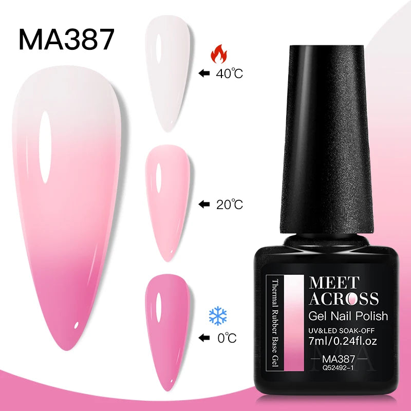 MEET ACROSS 75 Colors Thermal Nail Gel Polish 3 Colors Changing Nail Art Supplies for Manicure DIY Design Long Lasting UV/LED