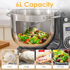 BioloMix Kitchen Food Stand Mixer, Blender, Quiet Motor, Cream Egg Whisk, Whip Dough Kneader, 6-Speed, 1200 W, 6 L, DC