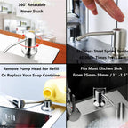 Soap Dispenser for Kitchen Sink Golden Brushed Black Stainless Steel Countertop Dish Sink Detergent Dispenser Pump Bathroom