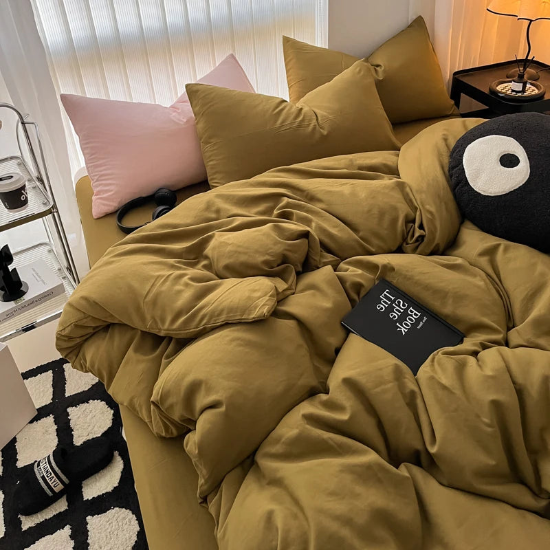 Cozy Bedding Set 3Pcs,1 Duvet Cover with Zipper Closure,2 Pillowcases,Solid Color,Super Soft, Machine Washable, Colorfast