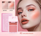 Creme & Powder Blush Duo Long Wearing Matte & Dewy Finish High Pigment Pink Candy Peach Blush Palette Vibrant Orange Red Blush
