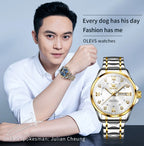 OLEVS 2906 Luxury Original Wristwatch For Man Luminous Week Date Waterproof Classic Business Dress Men's Quartz Watch