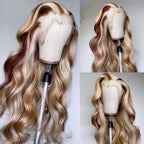 Straight 13x4 HD 4/613 Brown Lace Frontal Wigs Human Hair Transparent Lace Front Wigs For Women Honey Blonde Brazilian Hair Wig
