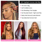 Bone Straight 4/27 Honey Blonde Human Hair 13x4/5x5 HD Transparent Lace Front Wigs Pre Plucked With Baby Hair For Women