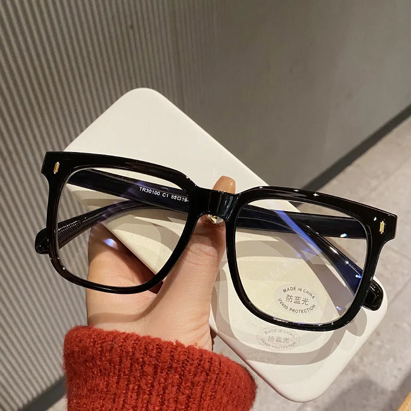 Transparent Computer Glasses Frame Women Men Anti Blue Light Square Eyewear Blackout  Optical Eyeglasses Lenses