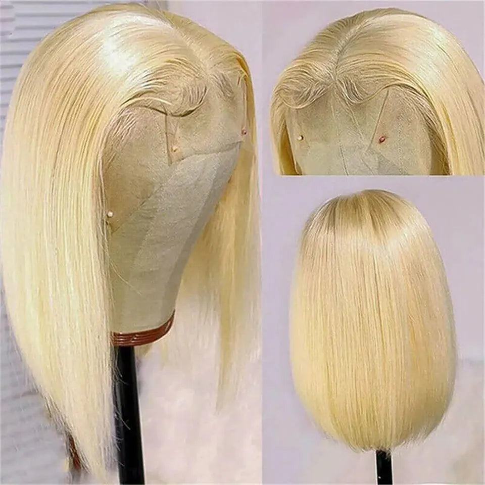 Short Bob Lace Front Wigs 613 Blonde Bob Human Hair Wig Brazilian Transparent Lace Closure Wigs For Women 150% Density Cheap Wig