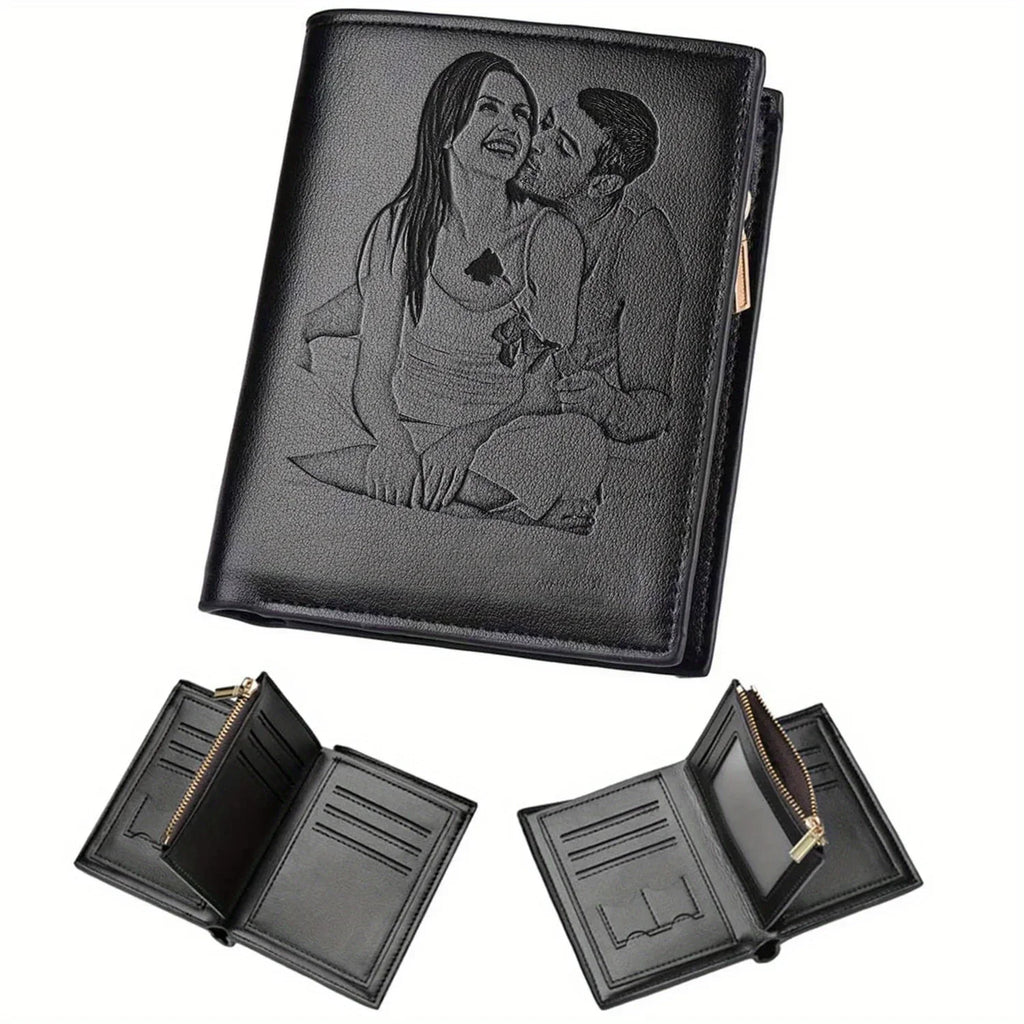 Engraved Personalized Gifts Custom Wallet for Men,Husband,Dad,Son for Birthday Anniversary Day Personalized Photo Wallets
