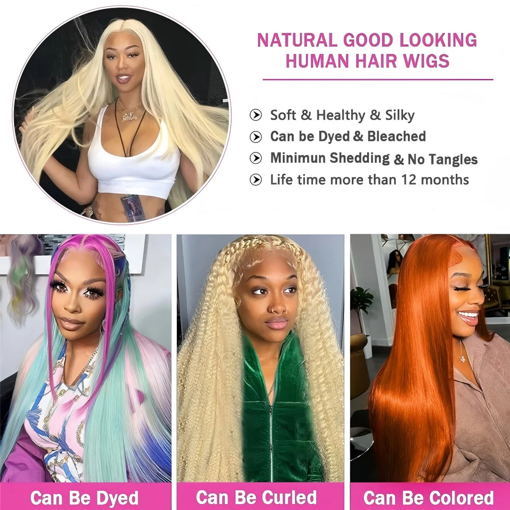 613 Straight Human Hair Bundles 12A Unprocessed 16 18 20 Inch Blonde Human Hair Straight Weave Bundles Deal 613 Straight Double Strong Weft Extension 613 Human Hair 1/3/4 Bundles for Black Women
