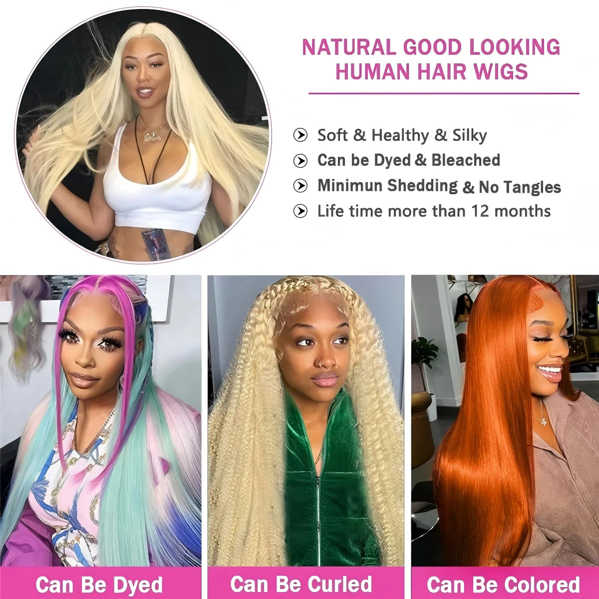 613 Straight Human Hair Bundles 12A Unprocessed 16 18 20 Inch Blonde Human Hair Straight Weave Bundles Deal 613 Straight Double Strong Weft Extension 613 Human Hair 1/3/4 Bundles for Black Women