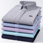 Plus Size 6XL 100% Cotton Long-Sleeve Shirts for Men Oxford Slim Fit Formal Shirt Without Pocket White Office Elegant Clothes