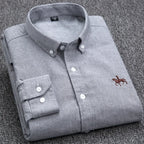 Large Size Full Men's Shirts 100% Pure Cotton Oxford Business Casual Shirt Soft Slim Fit Formal Plain Shirt Long Sleeve Clothes