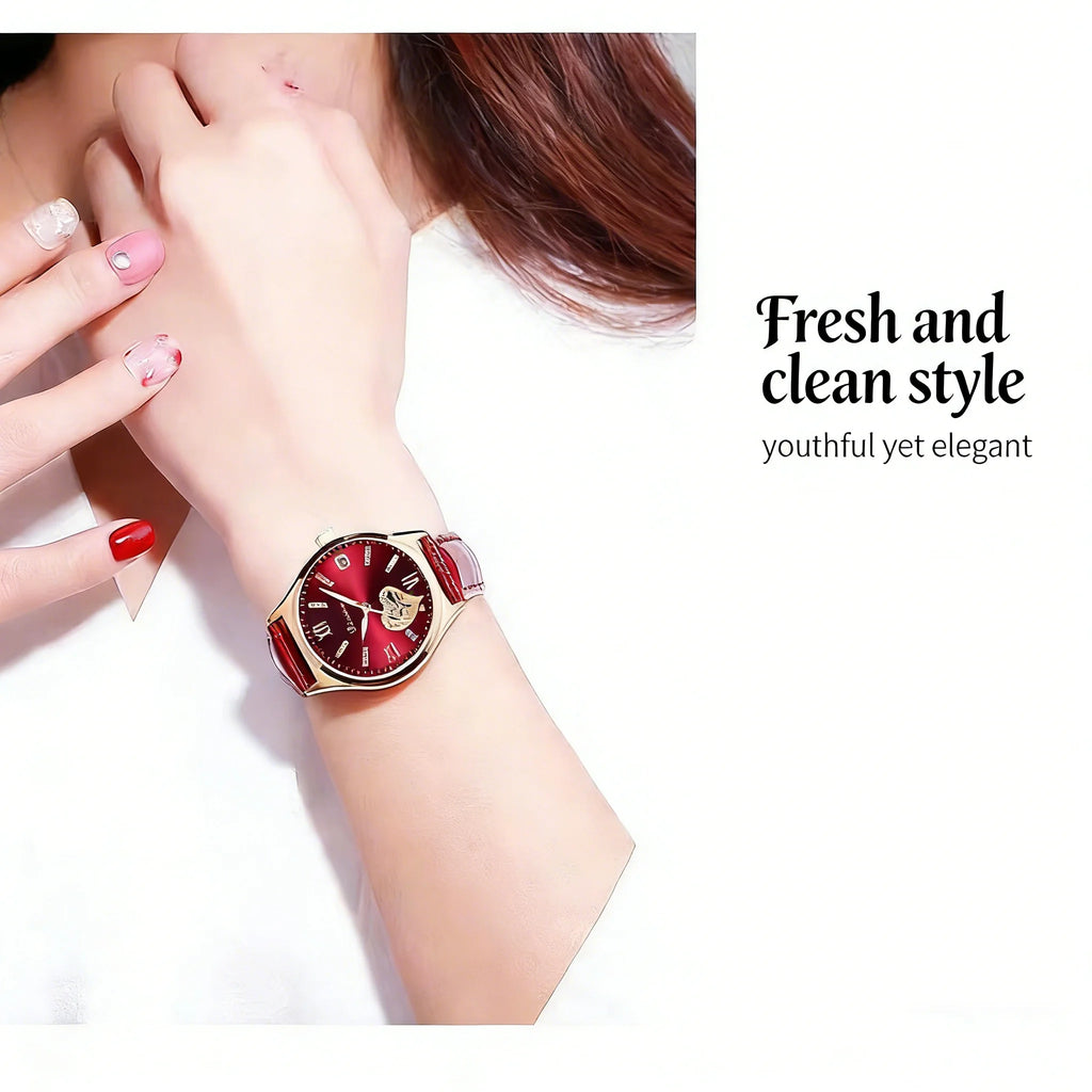 RUIXINE Fashion Woman Watches Waterproof Luminous Date Leather Quartz Wristwatch Elegant Dress Ladies Watch For Woman's Gift