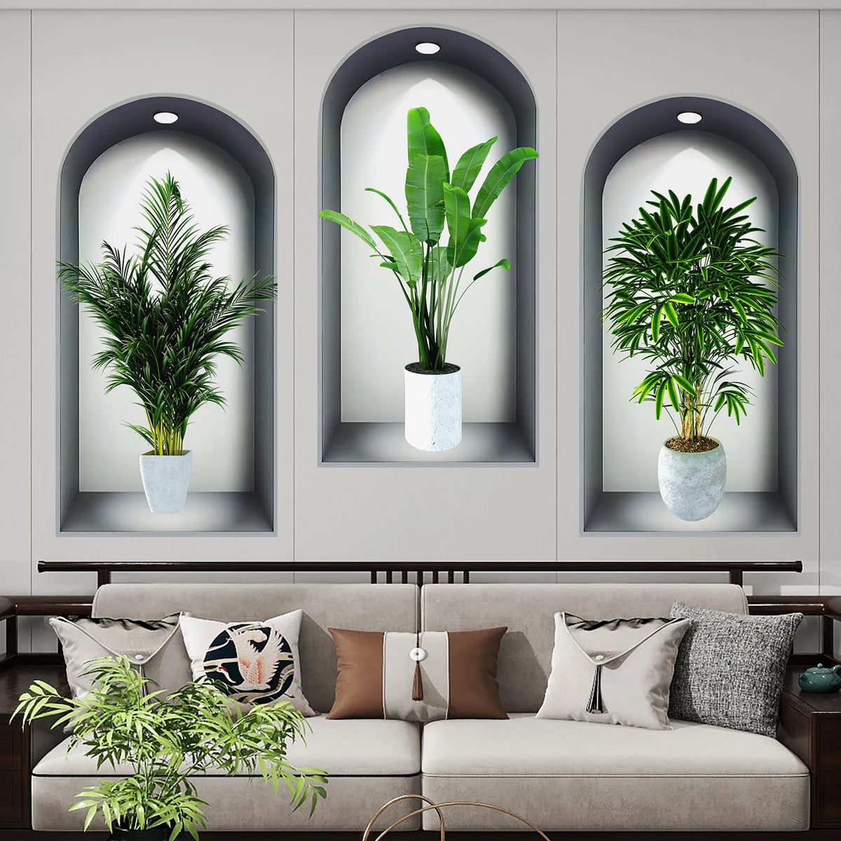 18 Styles Simulated Archway Niche Potted Plant Painting Wall Stickers Bedroom Living Room Hall Peel & Stick Art Mural Decals