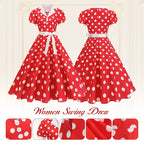 Polka Dot 50s 60s Vintage Dress Women Elegant Belted Robe Women Retro Rockabilly Prom Wedding Party Princess Dress