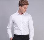 New Men Formal Shirt Long Sleeve Office Solid Color Anti-Wrinkle Fashion Business Pocket White Social Pocket Shirts 5XL 6XL 7XL