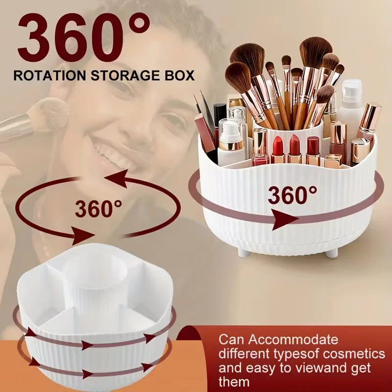 360° Rotating Makeup Organizer Multi-Functional Holder for Brushes, Lipsticks, Skin Care Products, and Stationery - Durable