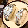 BINBOND 2pcs/Set Couple Watches Fashion Diamond Valentine Day Gift Stainless Steel Watch Men Women 30M Waterproof Quartz Watch
