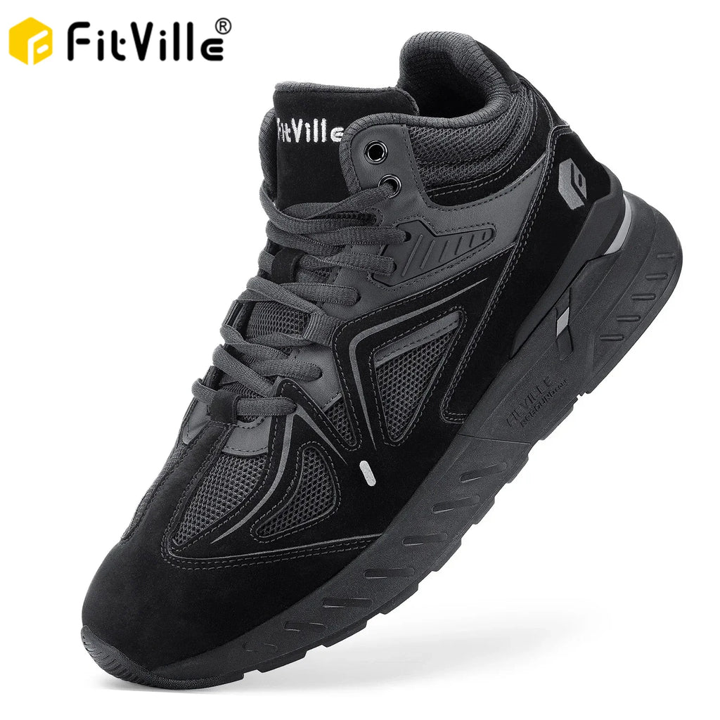 FitVille Men's High-Top Basketball Shoes Widened Lightweight Casual Sneakers Breathable For Male Swollen Feet Relieve Pain