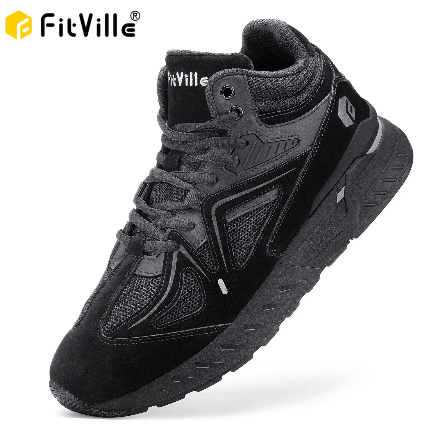 FitVille Men's High-Top Basketball Shoes Widened Lightweight Casual Sneakers Breathable For Male Swollen Feet Relieve Pain