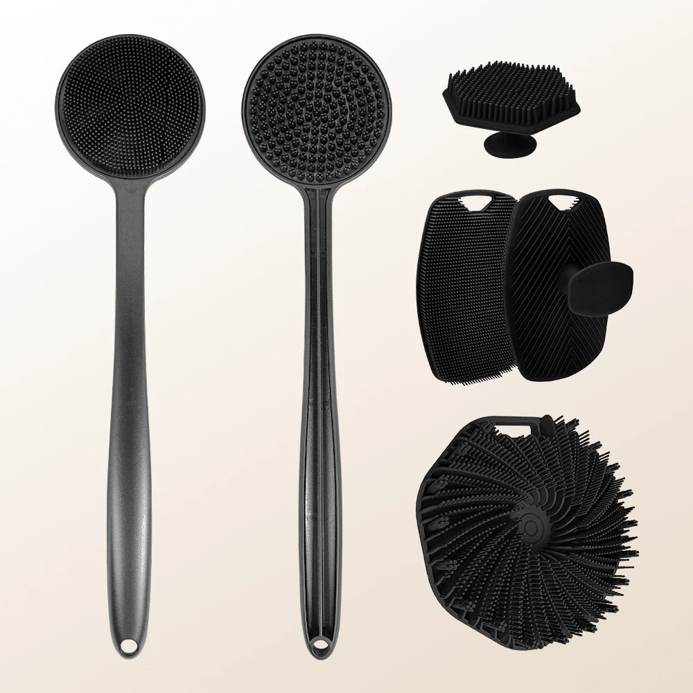 4-in-1 Multifunctional Cleaning Brush Silicone Shower Brush Set with Long Handle Massage Brush Bath Products And Tools