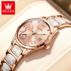 OLEVS Brand Ceramic Room Steel Strip Quartz Women's Watch 3605